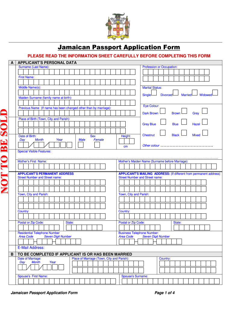 Jamaican Passport Application Form Fill And Sign Printable Template 
