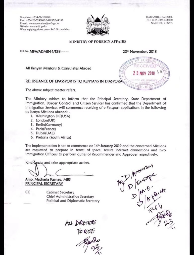 Kenyans In Diaspora Can Now Apply For The New Kenyan Passport At These Kenyans In Diaspora Can Now Apply For The New Kenyan Passport At These