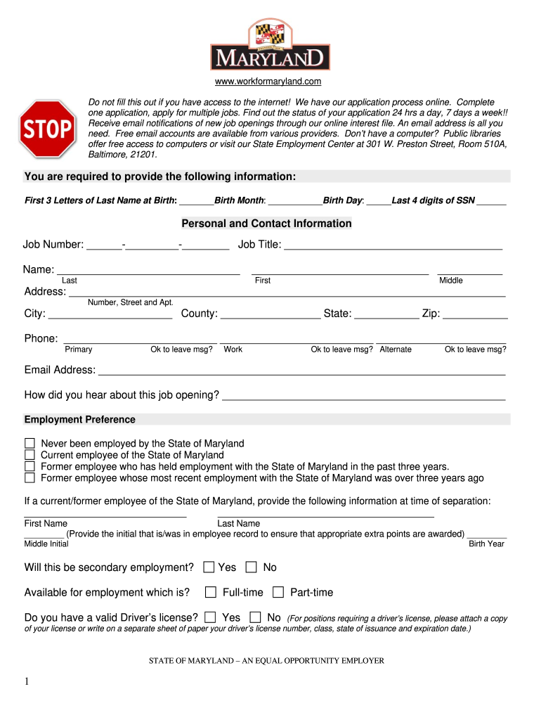 Maryland Unemployment Application Fill Out And Sign Printable PDF 