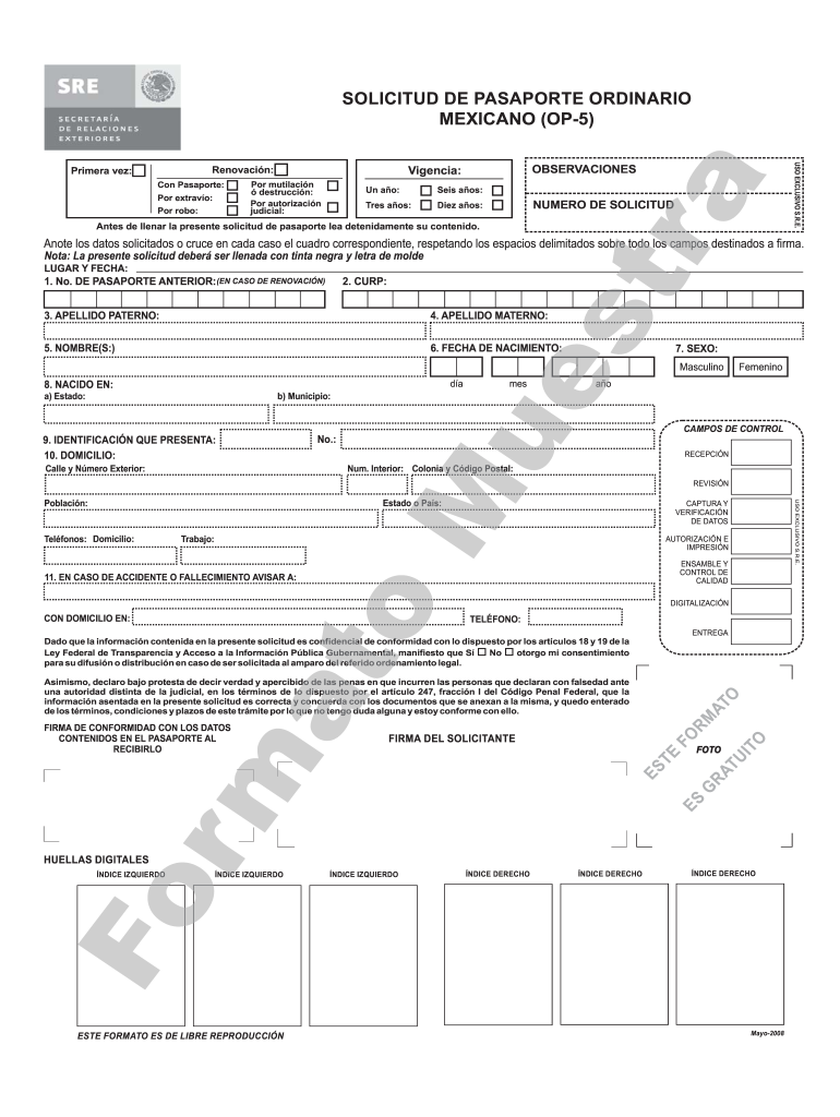 Mexican Passport Renewal Application Form op 5 Printable Form 2022