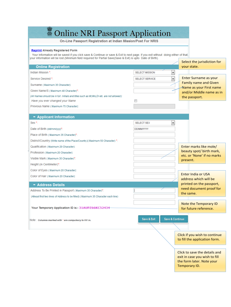 Online Nri Passport Application Fill Online Printable Fillable 