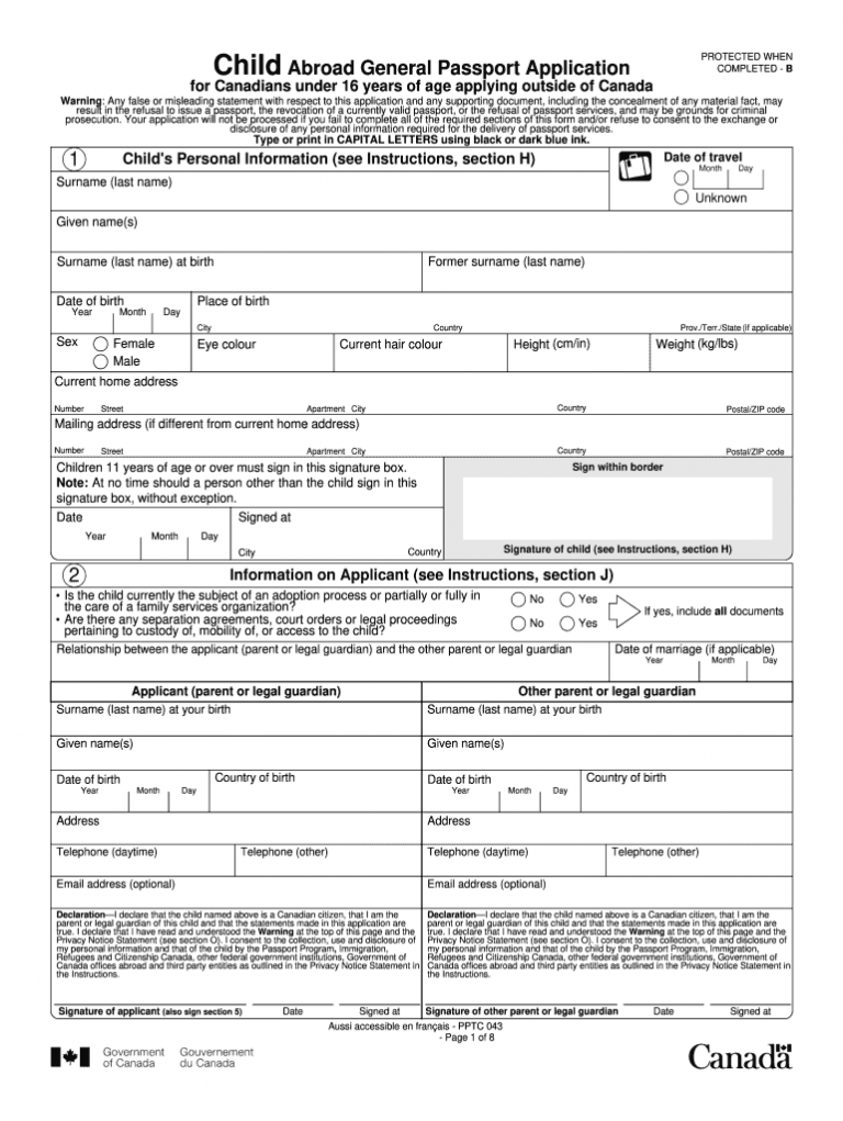 Passport Application Child Form Fill Out And Sign Printable PDF