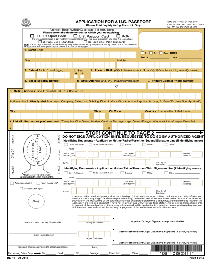 Passport Application Form To Print Out Printable Form 2022