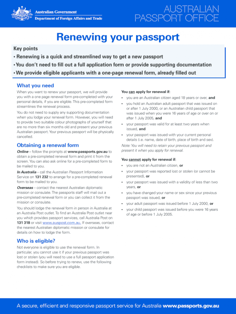 Passport Renewal For Expired Passport PrintableForm Printable