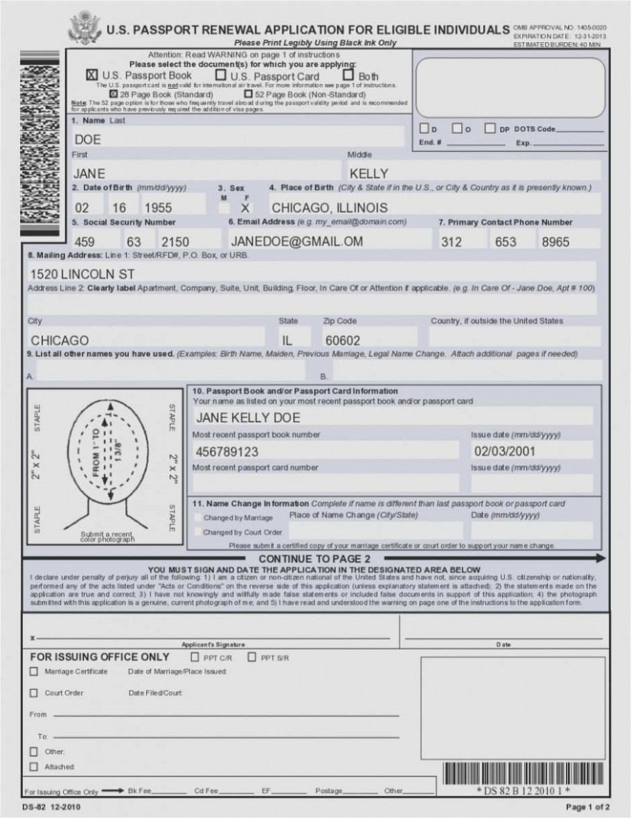Passport Renewal Form Ds 11 Printable Form 2022
