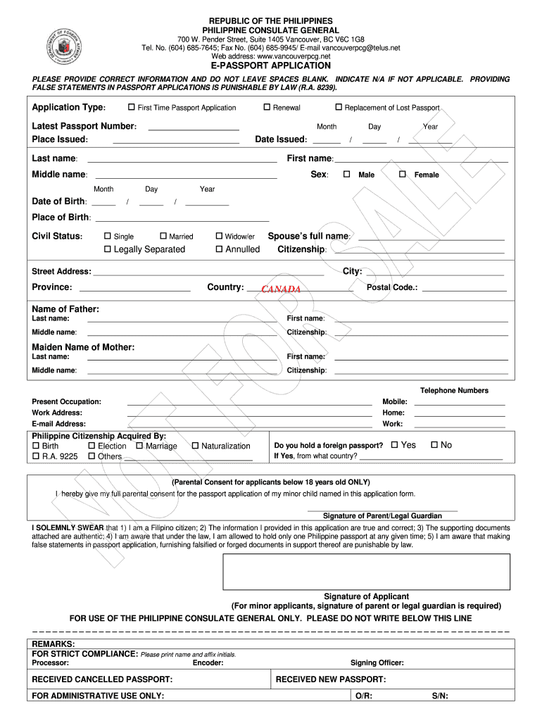 Philippine Consulate Passport Renewal Form Fill Online Printable 