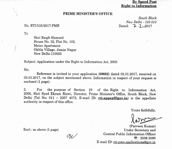 PMO Refuses To Answer RTI Query Regarding Number Of Employees From 