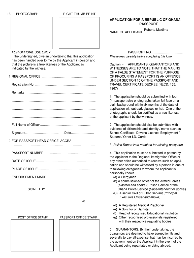 Sample Of A Filled Ghanaian Passport Form Fill Out Sign Online DocHub