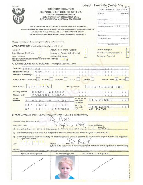 South African Passport Renewal Form Bi 73 Printable Form 2022