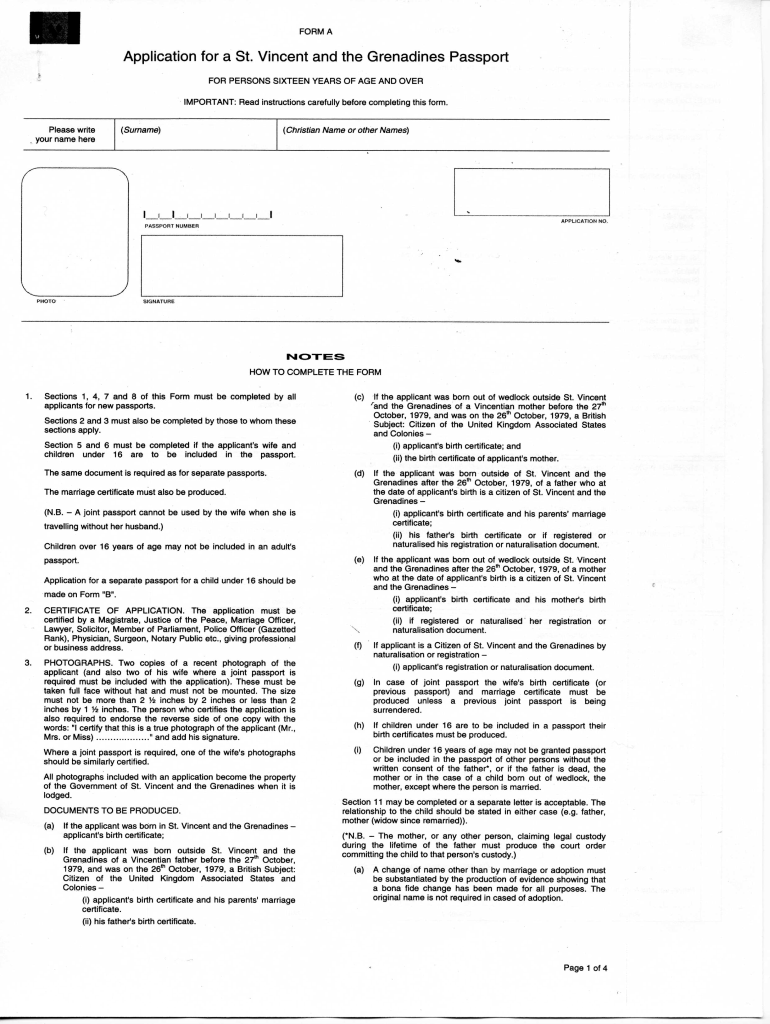 St Vicent Passport Form 2020 2022 Fill And Sign Printable Template 