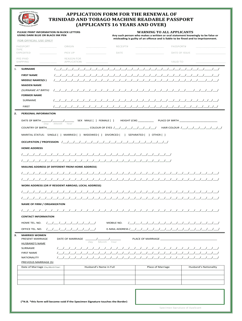 Tt Passport Renewal Cost Fill Out Sign Online DocHub