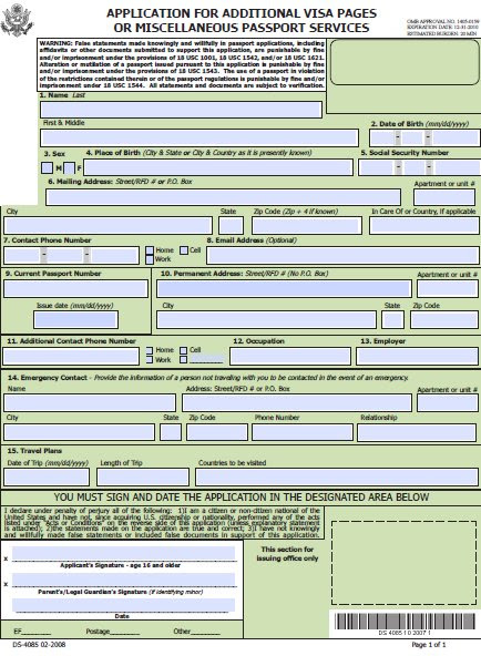 Us Passport Application Form Printable Us Passport Application Form Printable