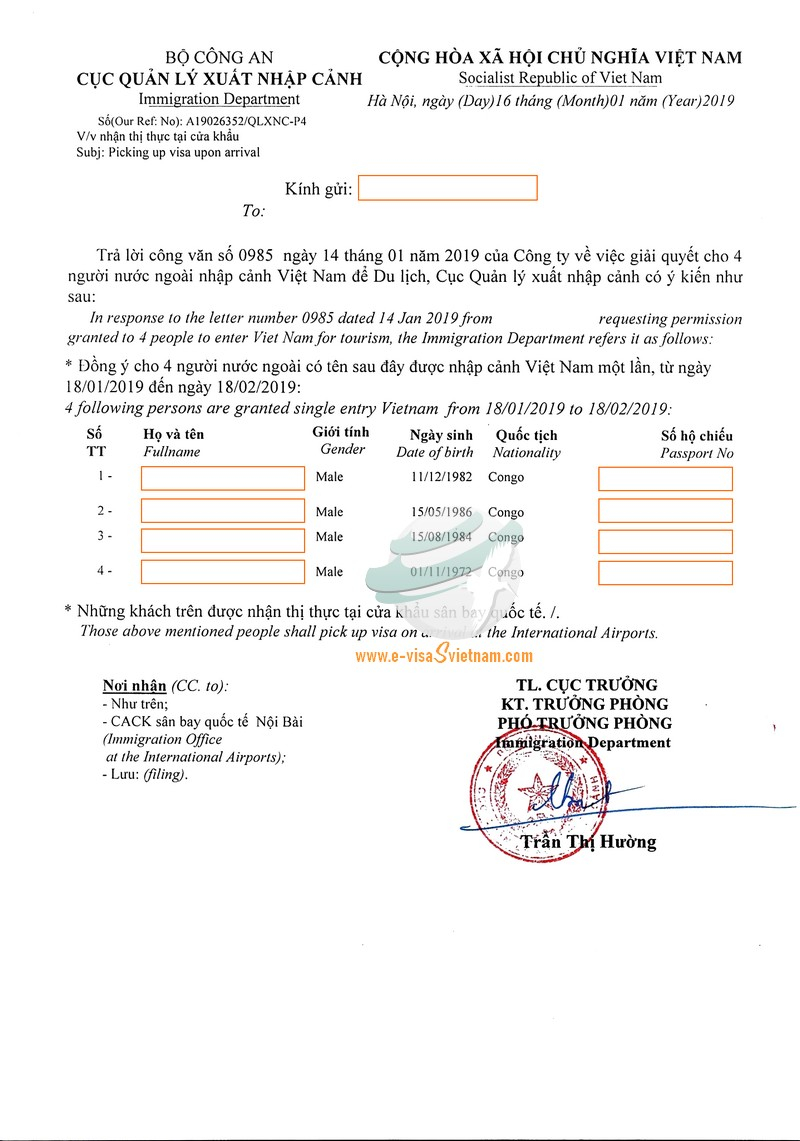Vietnam Visa Requirements For Democratic Republic Of The Congo Citizens 
