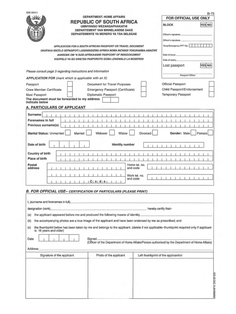 ZA DHA 73 Formerly BI 73 2004 2021 Fill And Sign Printable Template